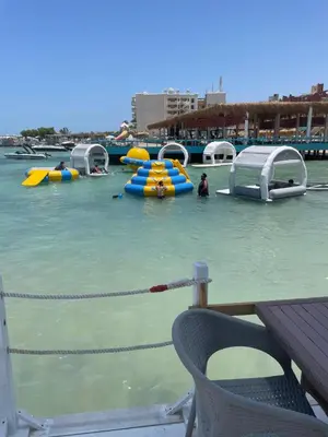 a group of inflatable boats in a body of water at Lilly Stays Sheraton Road in Hurghada