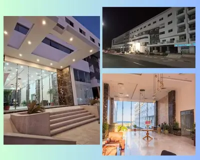 a collage of three pictures of a building at Scandic Resort in Hurghada, EGYPT in Hurghada