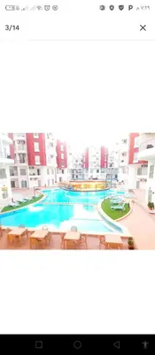 a rendering of a swimming pool in a building at One bedroom apartment in Aqua palm resort before Al Gouna in Hurghada