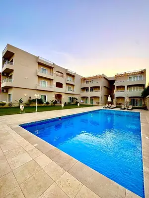 a large swimming pool in front of a building at Royal Nile Villa - Nile View Apartment 1 in Luxor