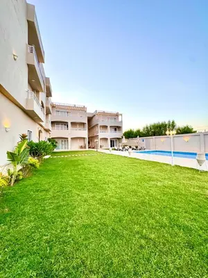 a large grassy yard in front of a building at Royal Nile Villas - Nile View Apartment 2 in Luxor