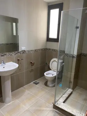 a bathroom with a toilet and a sink and a shower at Baron palace 41 in Hurghada