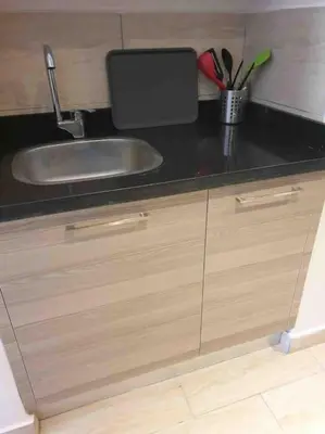 a kitchen with a sink and a counter top at 3316- Awesome Garden view studio in Al Dau Heights in Hurghada