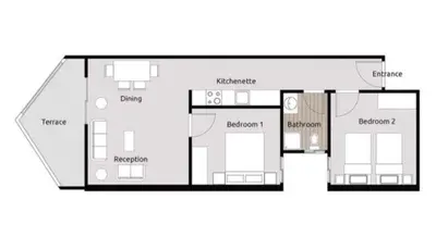 a floor plan of a house at Selena Bay Hurghada - Pink Apartment in Hurghada