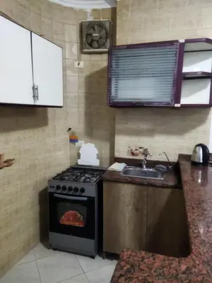 a kitchen with a stove and a sink at Hurghada city Apartment 4 in Hurghada