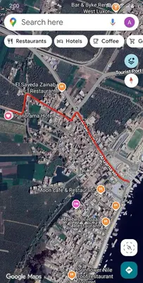 a map of a freeway with a red line at Panorama Hotel in Luxor