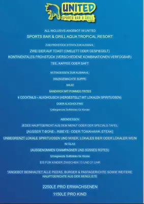 a closer look at the menu for the united states navy chill clam therapeutic resort at Studiowohnung auf Poolebene in Hurghada