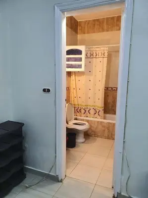 a bathroom with a toilet and a shower at Hurghada city center in Hurghada