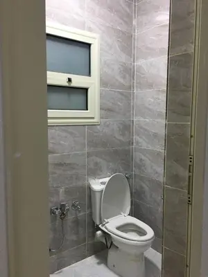 a bathroom with a toilet and a window at Abbady tower in Jazīrat al ‘Awwāmīyah