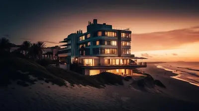 a building on the beach with the ocean at HRG Best Hotel in Hurghada