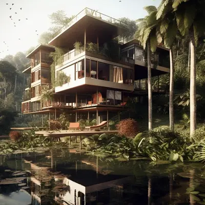 a rendering of a building next to a body of water at HRG Best Hotel in Hurghada