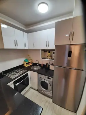 a kitchen with a stainless steel refrigerator and a dishwasher at SKY EL Gandoul Wohnung Hurghada in Hurghada