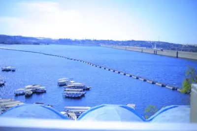 a large body of water with boats in it at dahab in Aswan