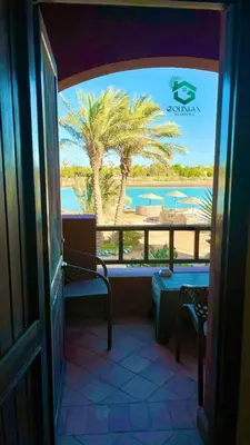 a view of the beach from a room with a balcony at El Gouna west golf Y12 in Hurghada
