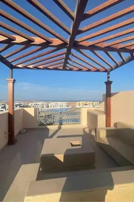 a view of a balcony with a view of the city at 3 Bedrooms with roof in Makadi in Hurghada