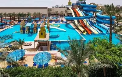 a large water park with a water slide at ميراج باي in Hurghada