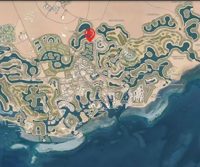 a map of a fantasy island with a red marker at Tawila 4BR Villa Private Pool in Hurghada