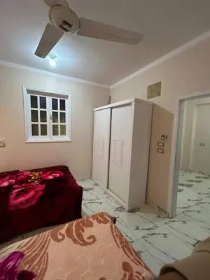 a room with a bed and a white cabinet at The Nile flat in Luxor