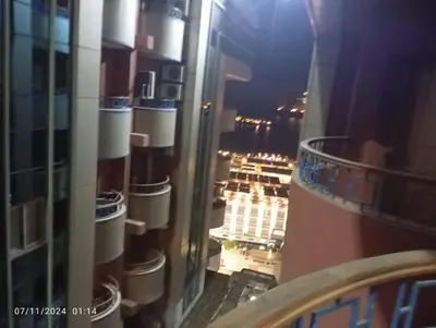 a view of a balcony of a building at شقة في موا بلازا كورنيش النيل اسوان Apartment in Mowa Plaza Aswan Nile Corniche in Aswān