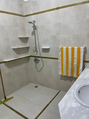 a bathroom with a shower and a sink at Al-Fardous house in Luxor
