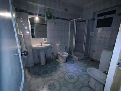 a bathroom with a sink and a toilet and a shower at فيلا عبدالله محروس in Aswan