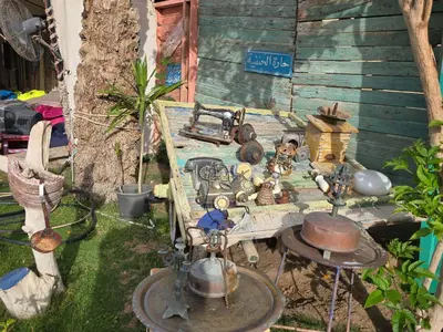 a garden with a bunch of figurines on a table at Taiba Golden Central Hurghada in Hurghada
