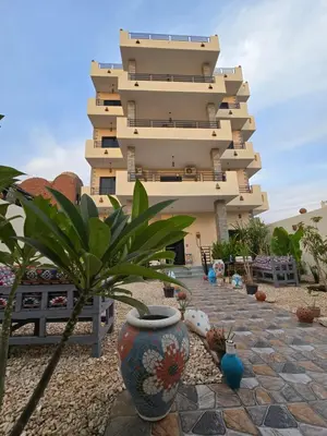 a large building with plants in front of it at Serenity House Luxor in Luxor