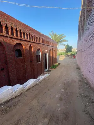 an empty street next to a brick building at Nile Garden Apartments in Luxor