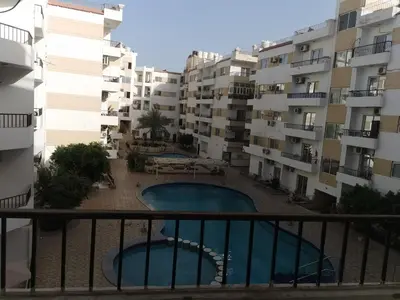 a view from the balcony of a apartment building at Lotus Stay شاليه مفروش بالغردقة in Hurghada