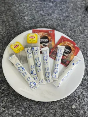 a package of cigarettes on a plate on a table at Bayt Hassan S10 - Fabulous one bedroom apartment in Hurghada