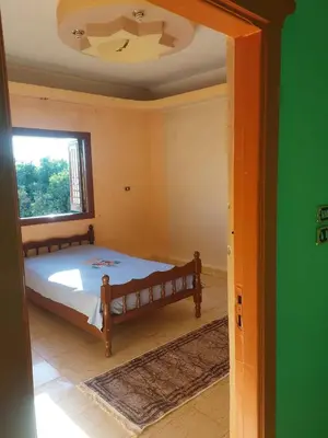 a bedroom with a bed and a window at Downtown apartment in Luxor