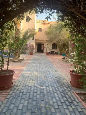 a brick walkway in front of a building with trees at El Gouna 4 Bedroom 4 Bathroom Lagoon villa in Banī Ghālib