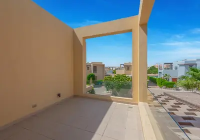 a large room with a large window in a building at Breezy Lagoonfront Escape 3BR with Private Pool I Tawila El Gouna in Hurghada