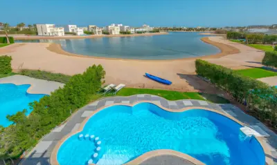 an aerial view of a swimming pool at a resort at Luxury Stays in Cyan El Gouna in Hurghada