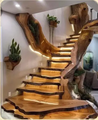 a staircase made out of tree branches and wood at Grand Nile Cruise from Luxor in Luxor