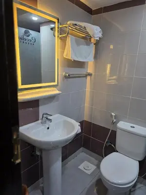 a bathroom with a sink and a toilet and a mirror at cecelia resort in Hurghada