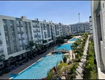 an overhead view of a swimming pool in a building at Crystal chalet in Hurghada