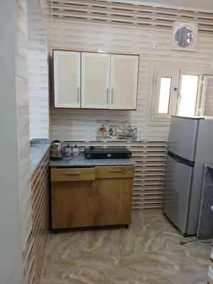 a kitchen with a sink and a refrigerator at Essa Apartment in Safaga