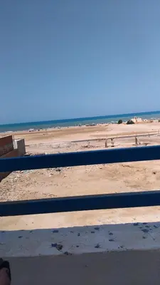 a bench on a beach with the ocean in the background at Oasis Marena in Hurghada