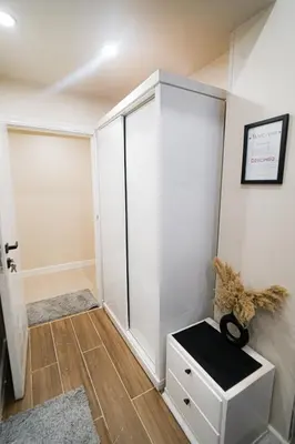 a walk in closet in a home with white walls at nile view modern studio- 7 min from aswan station in Aswan
