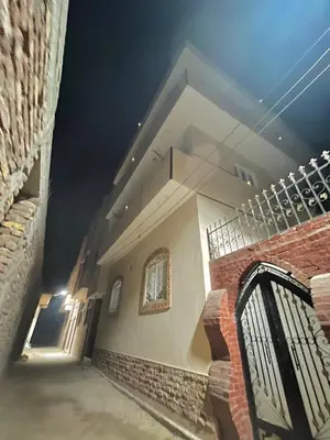 a house with a black gate and a brick building at Muhammad Ali house in Luxor