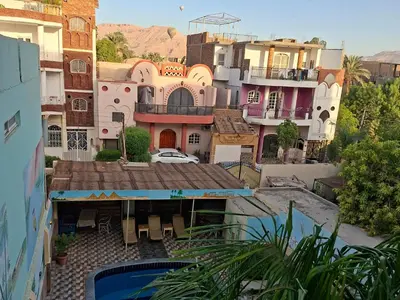 arial view of a building in a city at Villa Joanna in Luxor