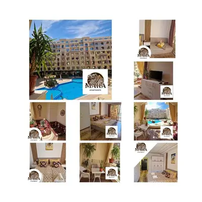a collage of pictures of a hotel at MARA Apartments Florenza Khamsin in Hurghada