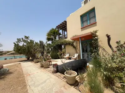 a house with a bunch of potted plants in front of it at Lagoon Charm | 1BR in Steigenberger El Gouna in Hurghada