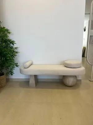a bench sitting in the corner of a room at Stunning 3 bd penthouse with private pool - El Gouna in El Gouna