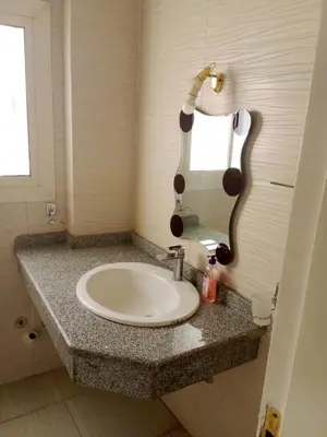 a bathroom with a sink and a mirror at The Horizon House in Luxor