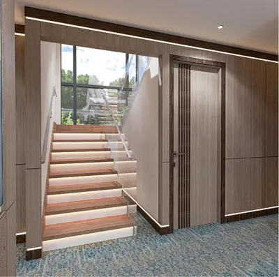 a staircase in a building with a glass door at Sola Dahabiya Nile Cruise Every Monday from Luxor to Aswan 4 nights and Every Friday from Aswan to Luxor 3 nights in Luxor