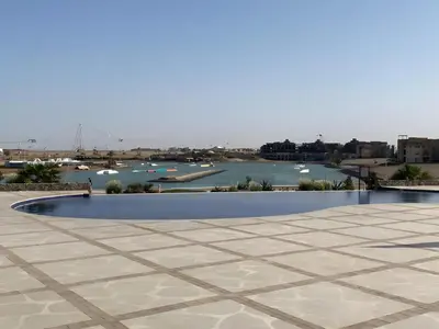 a view from the roof of a building with a river at Stunning 4BD Apartment Lagoon View-Gouna in Hurghada