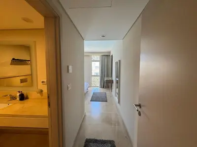a hallway with a hallway leading to a room at 3 Bdr Sea View with private roof Mangrovy EL Guna in Hurghada