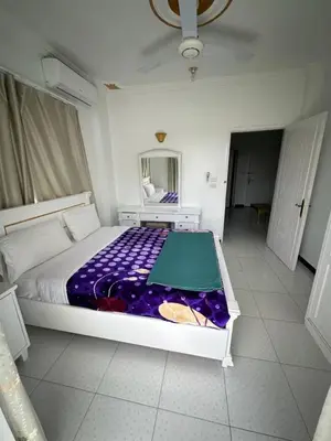 a bedroom with a large bed and a mirror at Villa Shanhouri Nile View in Luxor